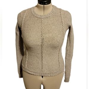 🔖🎄👉Inhabit Merino Wool Long Sleeve Crewneck Cable Knit Sweater  Sz M Gray